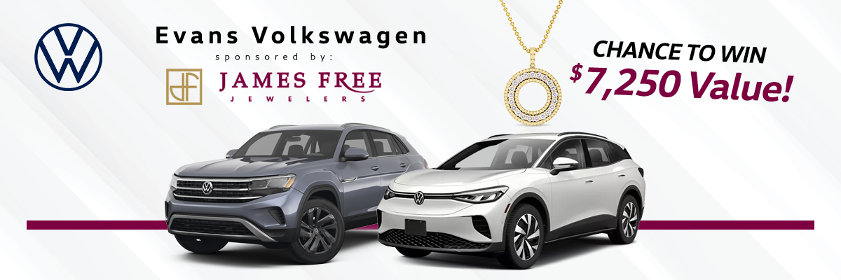 Evans Volkswagen Jewelry Promotion sponsored by James Free Jewelers