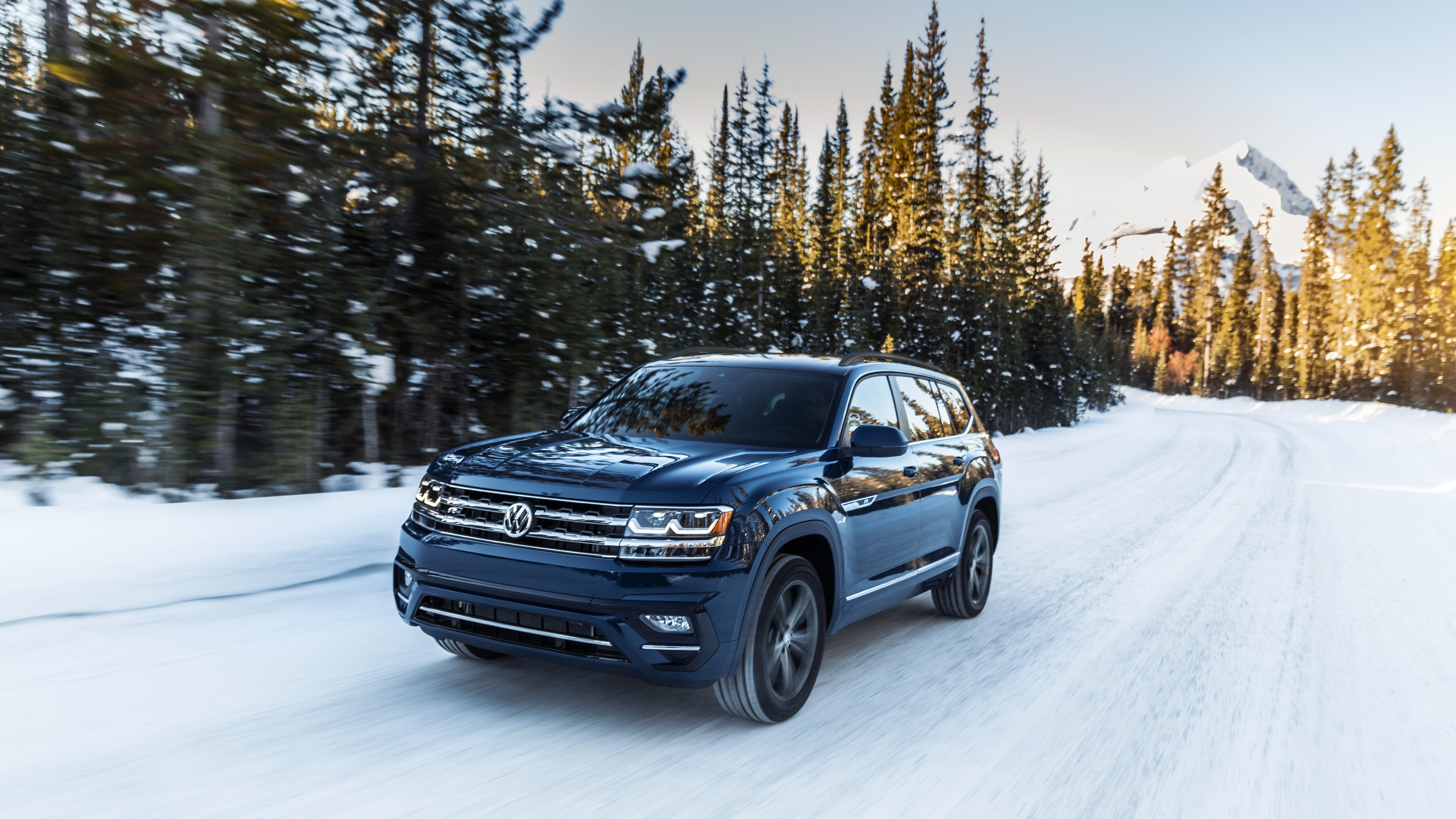 VW SUV driving in the winter