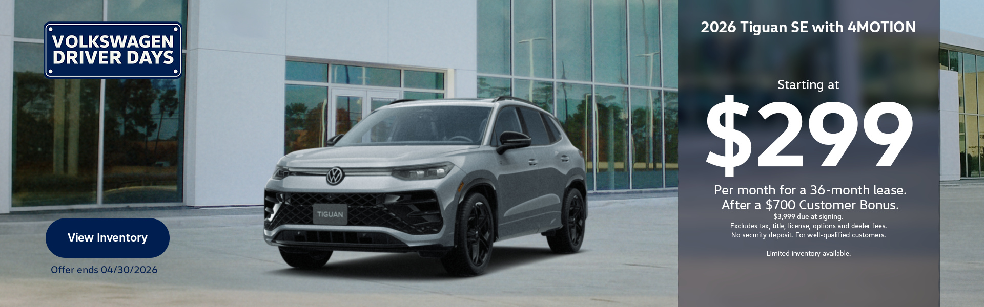 VW March Tiguan SE Lease